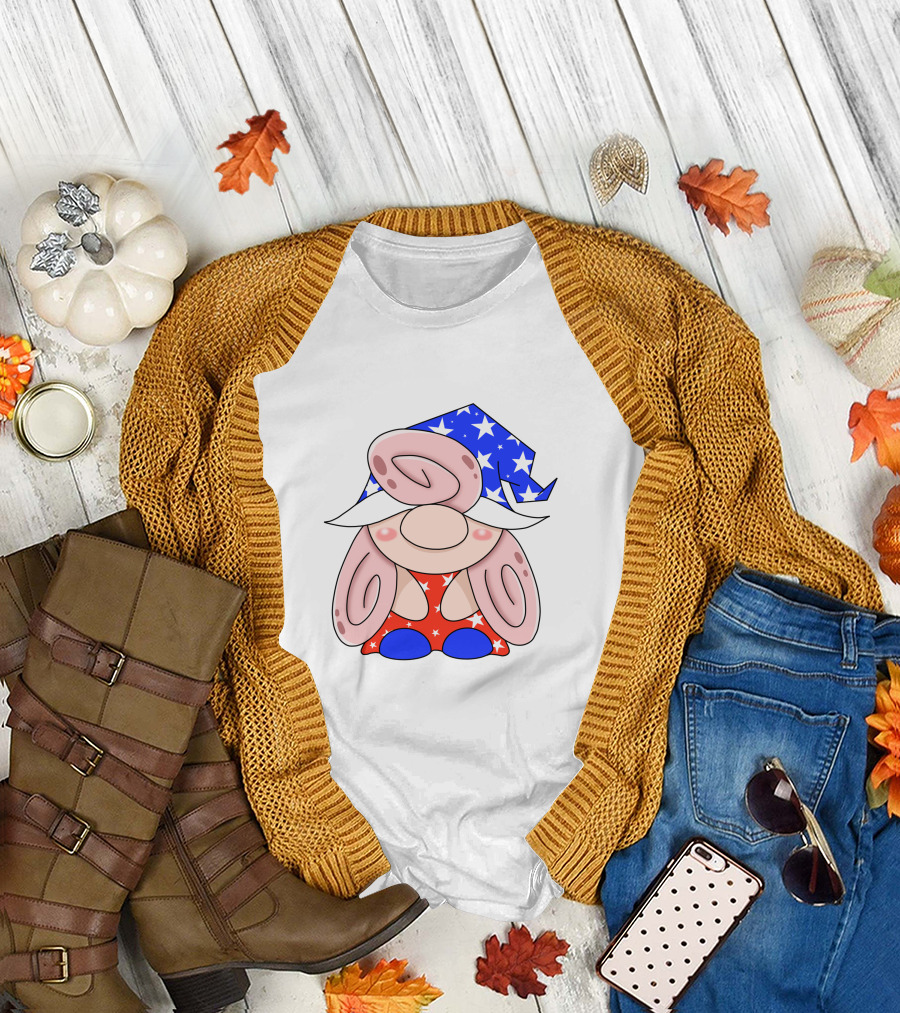 Gnome 4th Of July Stars and Stripes Patriotic Gnome T-Shirt