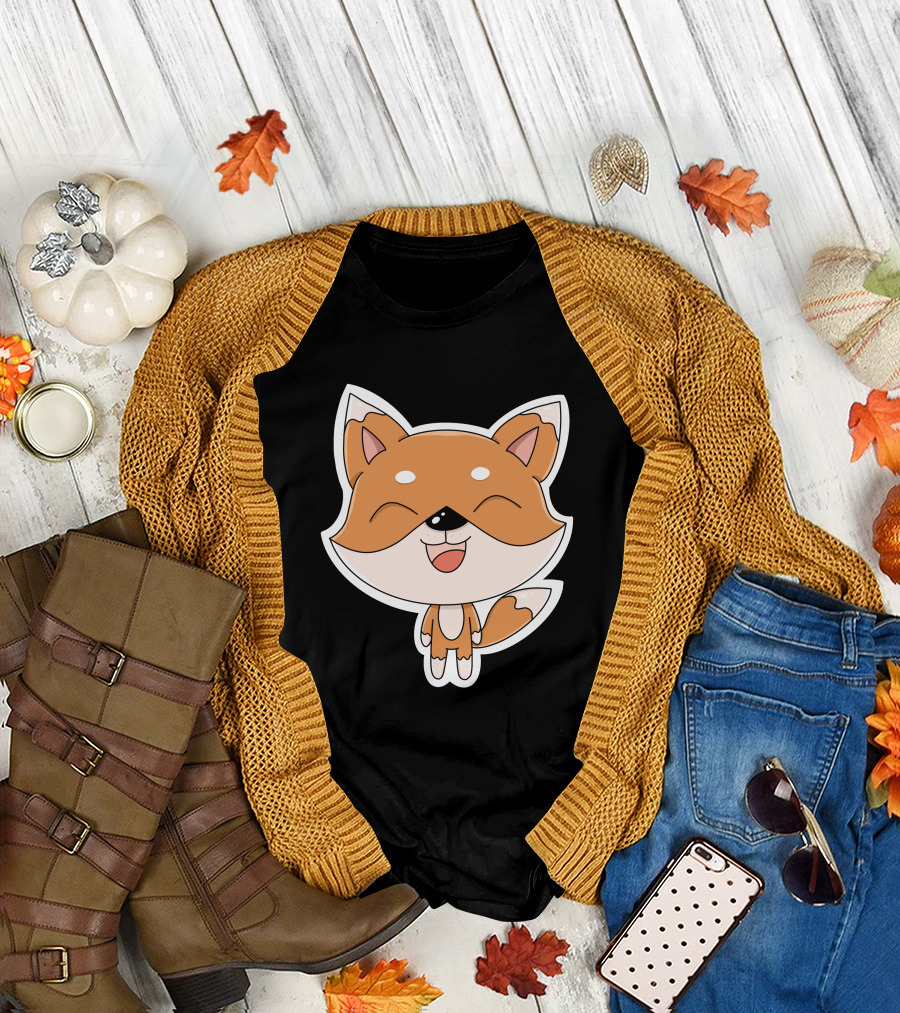 Fox Cartoons Happy Cute Fox Character T-Shirt