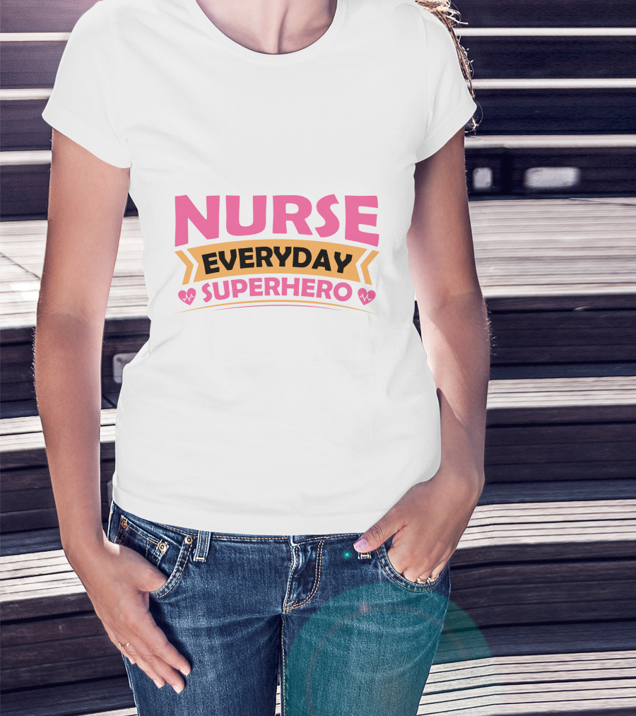 Nurse Everyday Superhero Heartbeat Icons T-Shirt