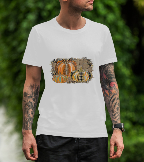 Leopard And Plaid Pumpkins Thanksgiving T-Shirt