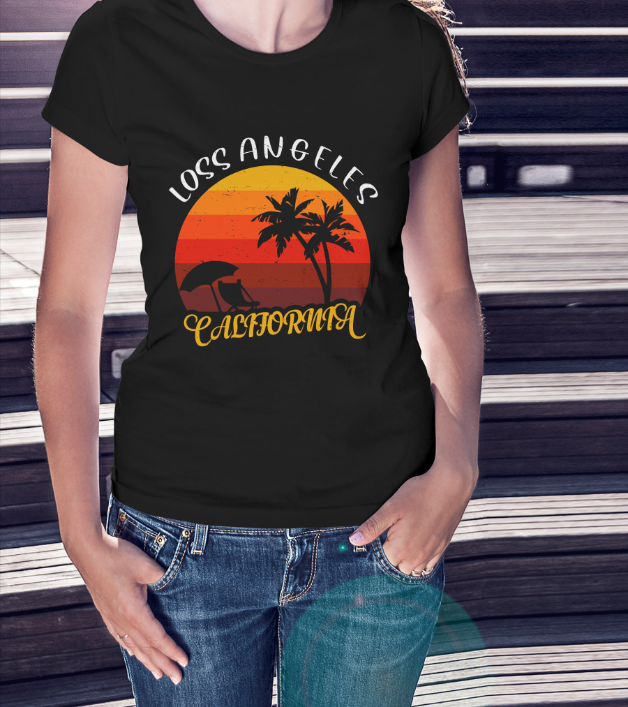 Loss Angeles California Sunset Palm Trees T-Shirt