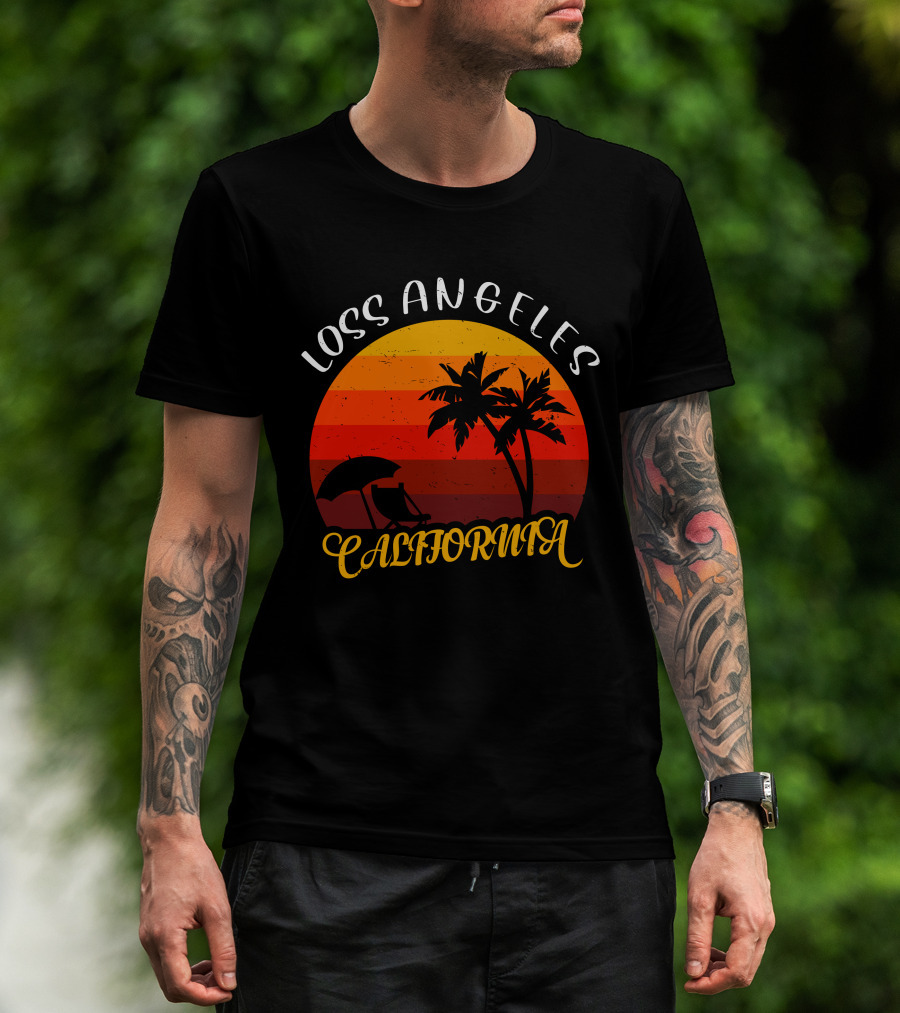 Loss Angeles California Sunset Palm Trees T-Shirt
