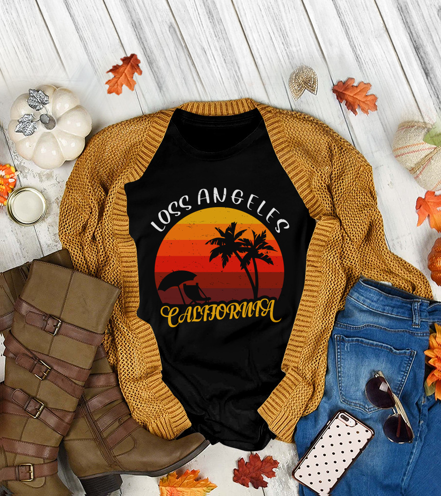 Loss Angeles California Sunset Palm Trees T-Shirt
