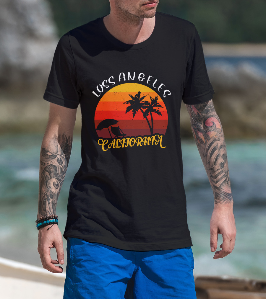 Loss Angeles California Sunset Palm Trees T-Shirt