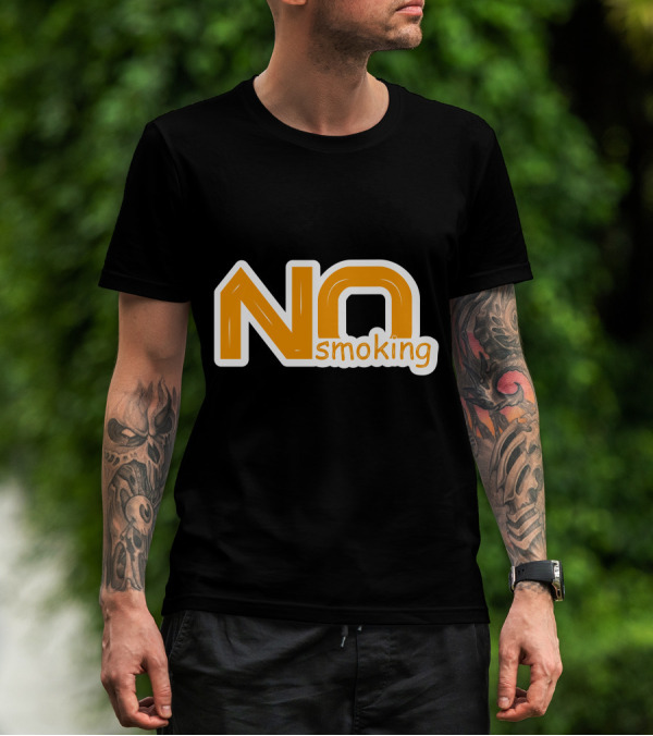 NO Smoking Style Bold Orange Text T-Shirt