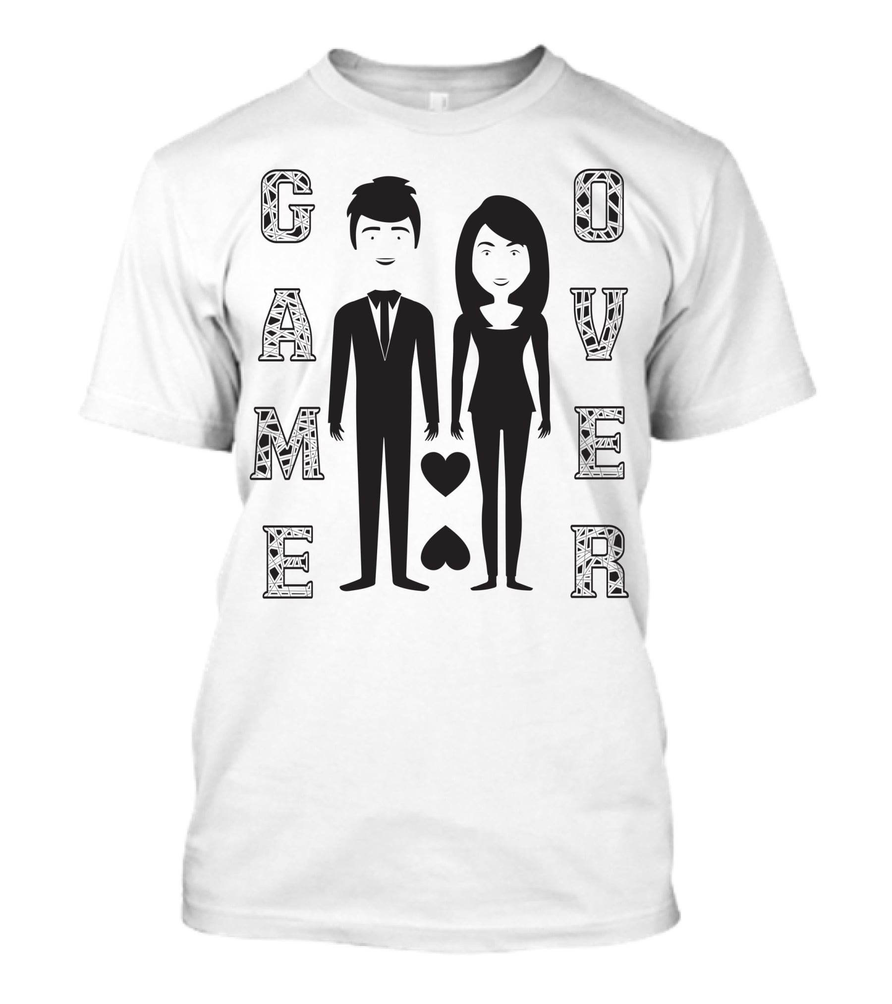 Game Over Wedding Bride And Groom With Hearts T-Shirt