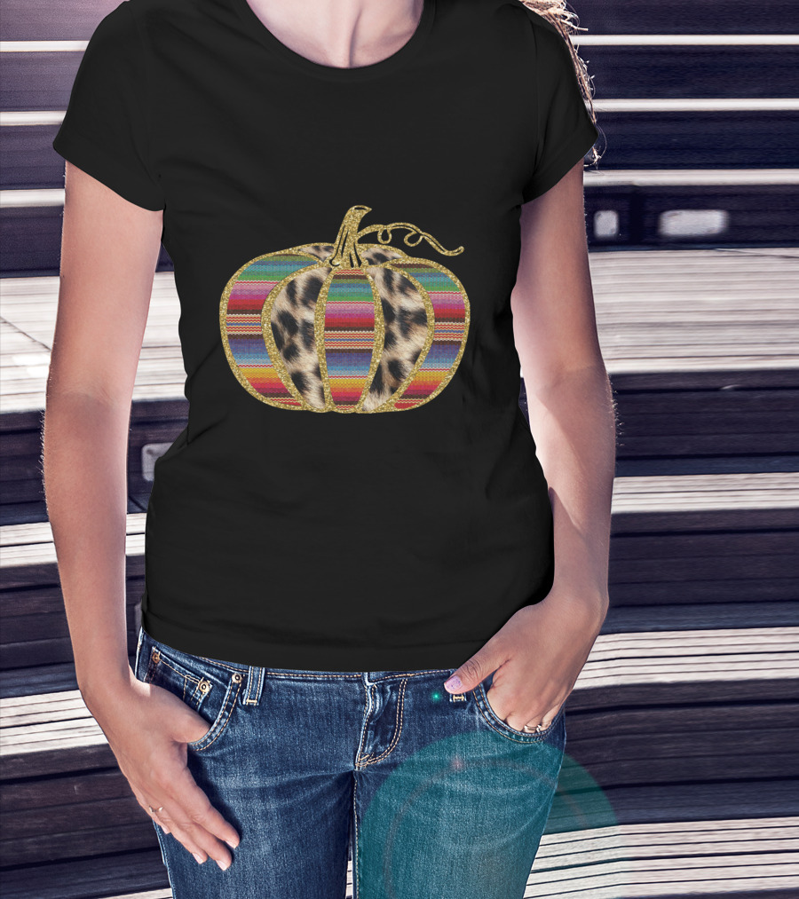 Leopard Serape Pattern Pumpkin T-Shirt