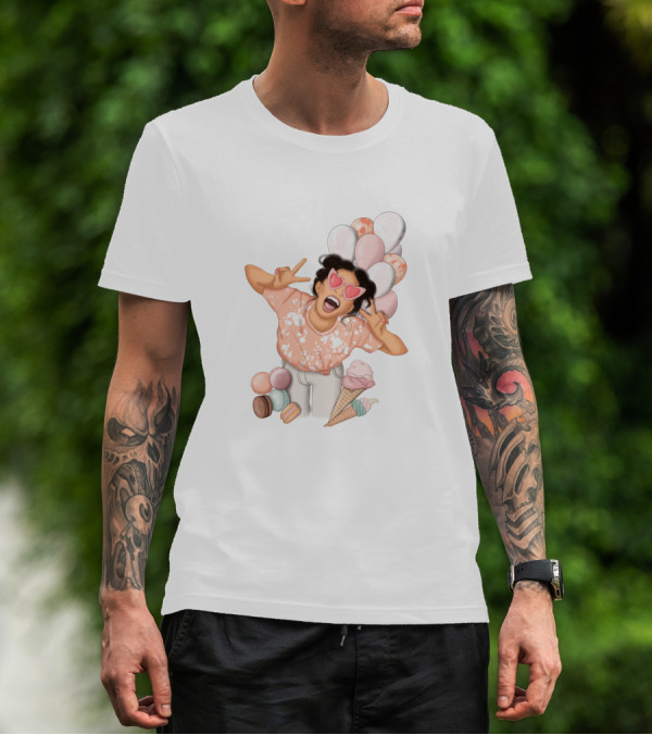 Diy Sublimation Good Mood Ice Cream And Macarons With Heart Sunglasses And Balloons T-Shirt