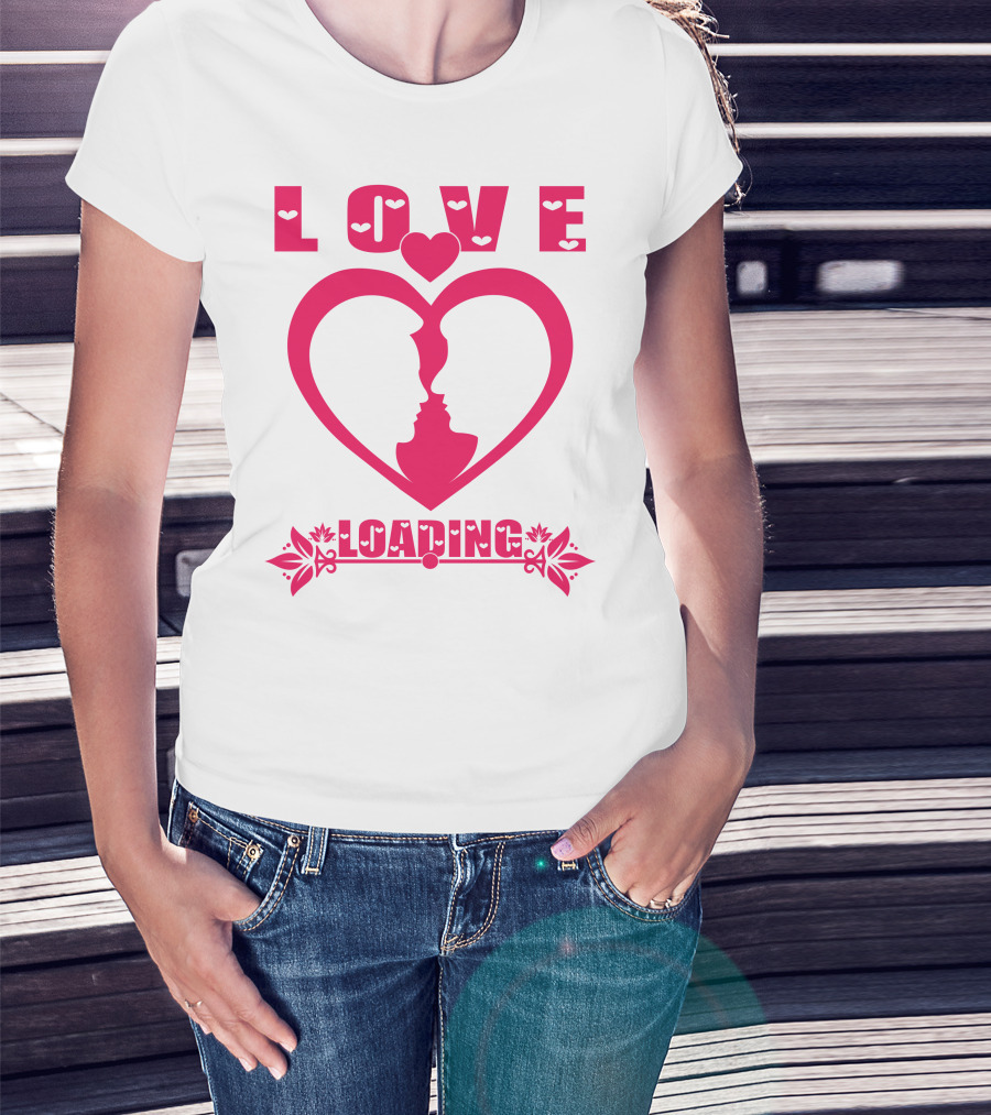 LOVE Heart Silhouette Couple LOADING T-Shirt