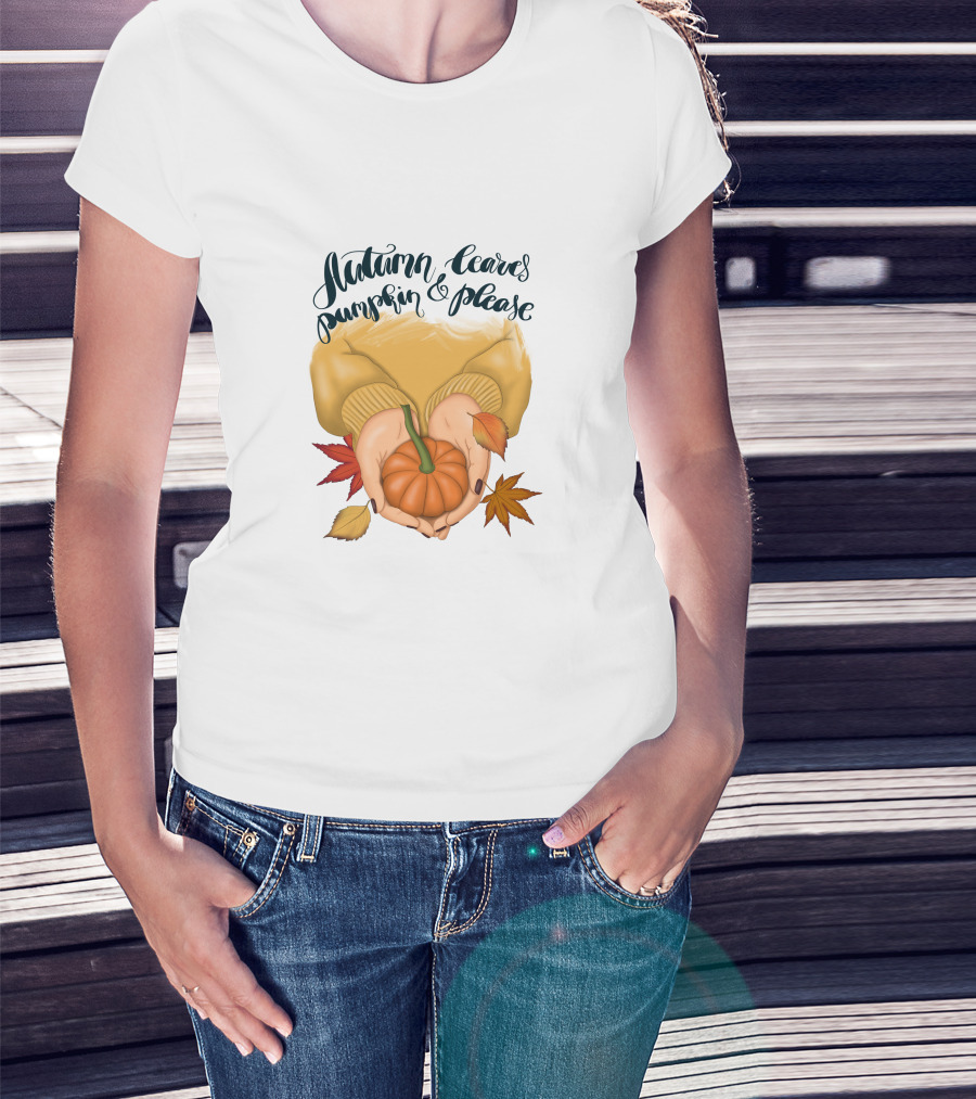 Autumn Leaves Pumpkin Please Cozy Fall Vibes T-Shirt