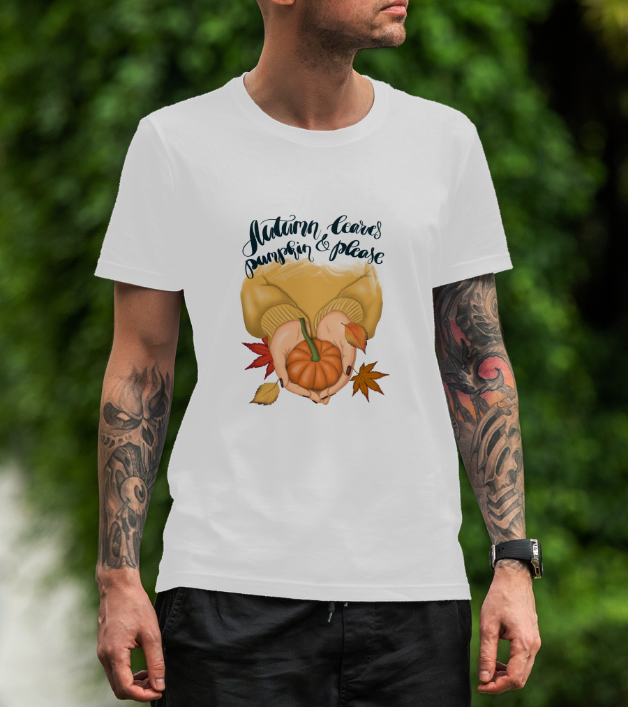 Autumn Leaves Pumpkin Please Cozy Fall Vibes T-Shirt