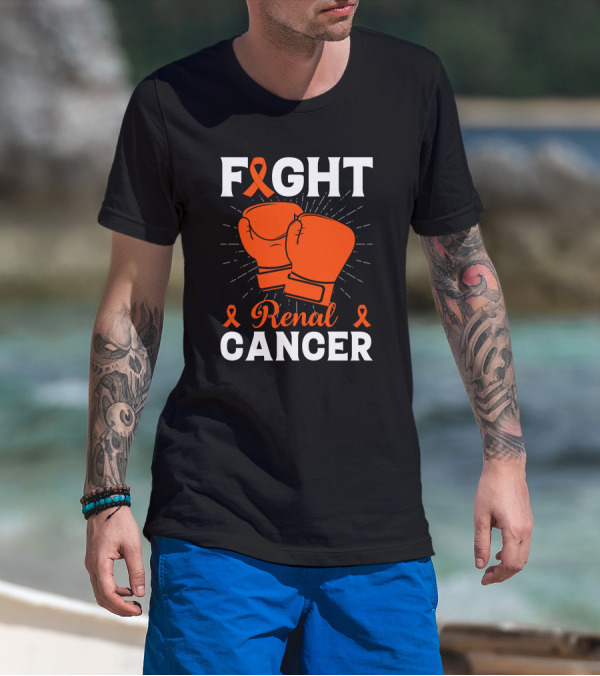 FIGHT RENAL CANCER ORANGE RIBBON BOXING GLOVES T-Shirt