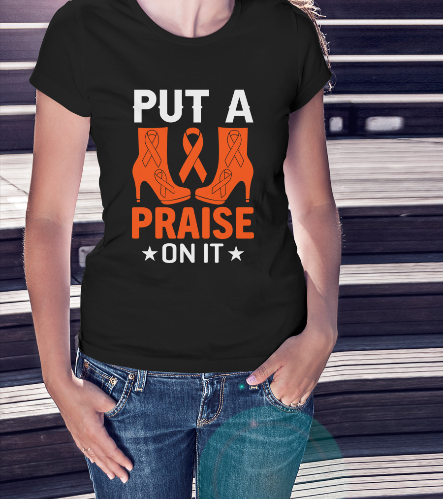 PUT A PRAISE ON IT Orange Ribbon High Heels T-Shirt