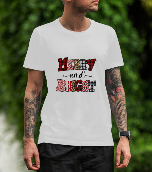 Merry And Bright Plaid Leopard Polka Dot T-Shirt