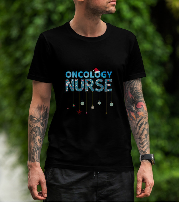 Oncology Nurse Christmas Ornament Santa Hat T-Shirt