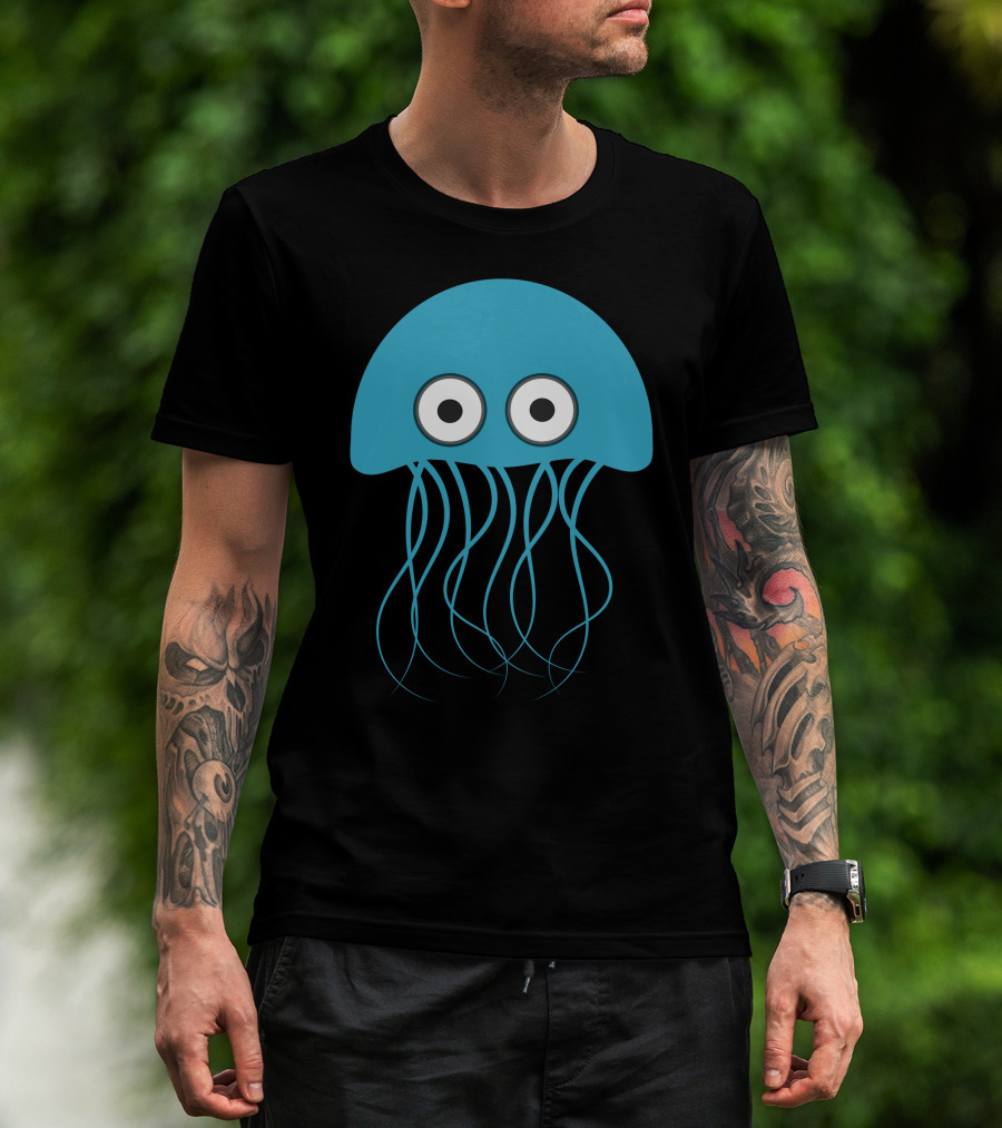 Cartoon Jellyfish Blue Eyes T-Shirt