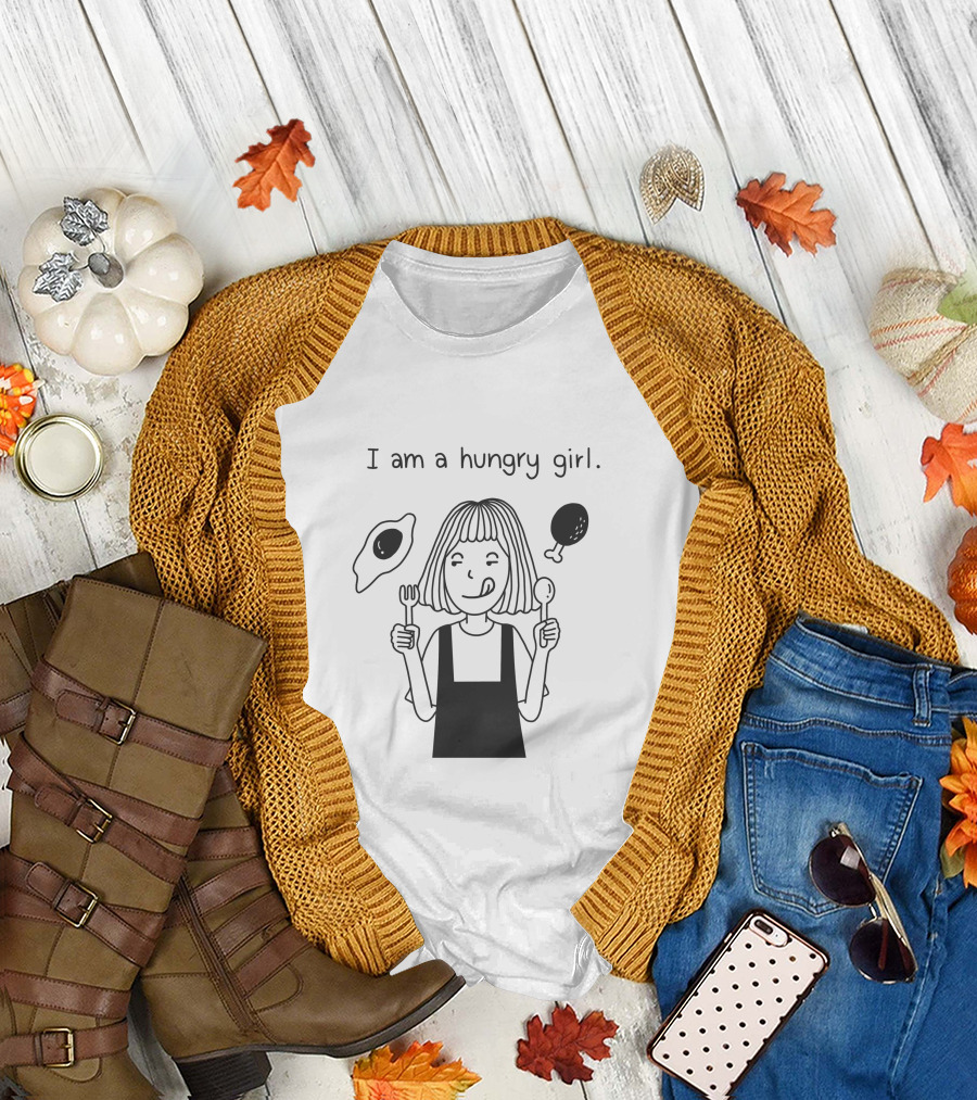 I Am A Hungry Girl with Eggs and Chicken T-Shirt