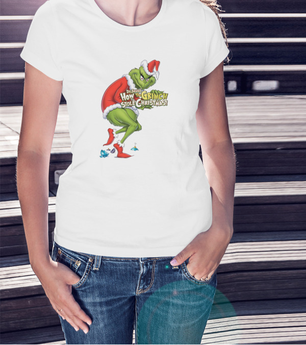 Dr Seuss How The Grinch Stole Christmas Santa Grinch Mischievous Pose T-Shirt