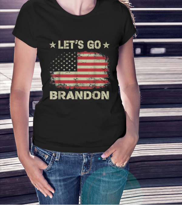 LET'S GO BRANDON American Flag Stars Distressed Patriotic Anti Liberal T-Shirt