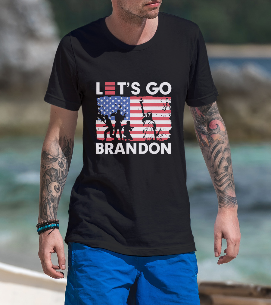 Let's Go Brandon American Flag Statue Of Liberty T-Shirt