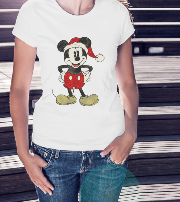 Mickey Mouse Santa Hat Christmas Disney T-Shirt