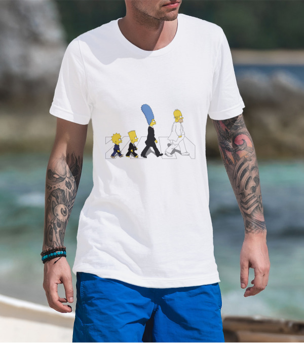 The Simpsons Abbey Road Parody Walking Family T-Shirt