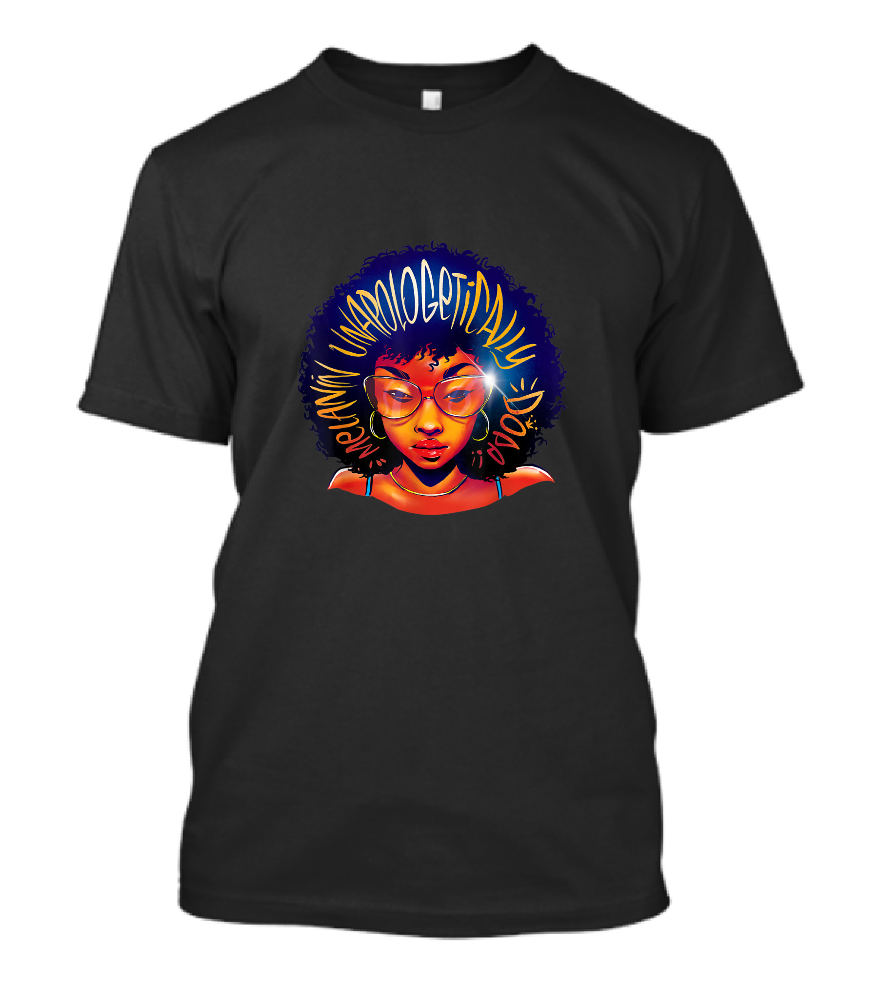 Melanin Unapologetically Dope Colorful Afro Glasses T-Shirt