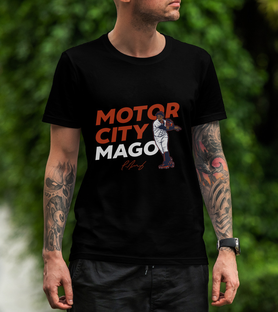 Motor City Mago Detroit Tigers Baseball Pitcher T-Shirt
