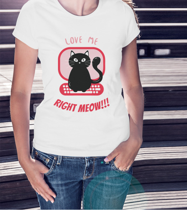 Love Me Right Meow Valentine Boss Kitty T-Shirt