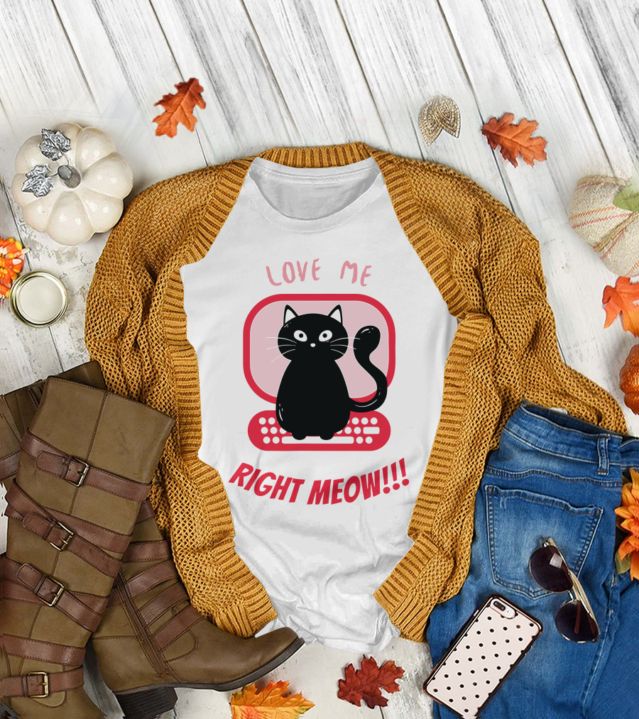 Love Me Right Meow Valentine Boss Kitty T-Shirt