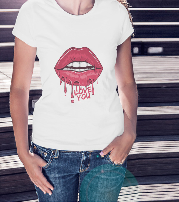 Lips Dripping Pink Love You Kiss Blood T-Shirt