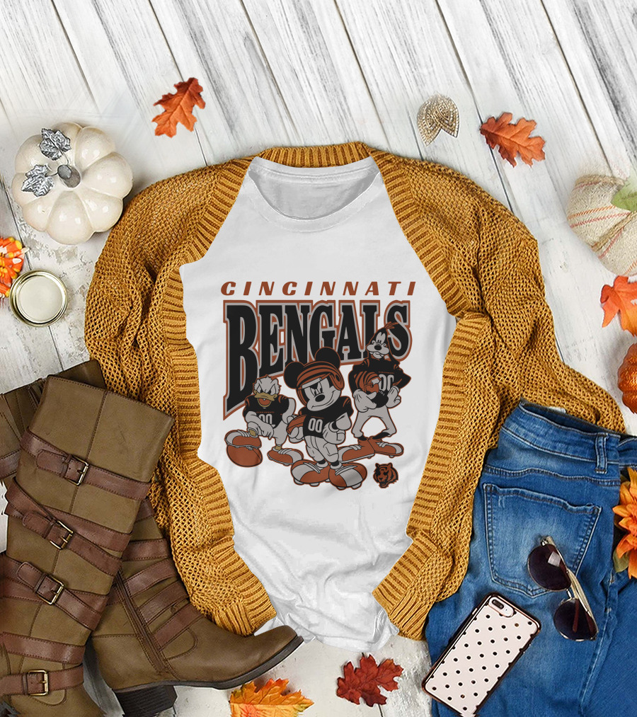 Cincinnati Bengals Disney Characters Vintage NFL Football T-Shirt