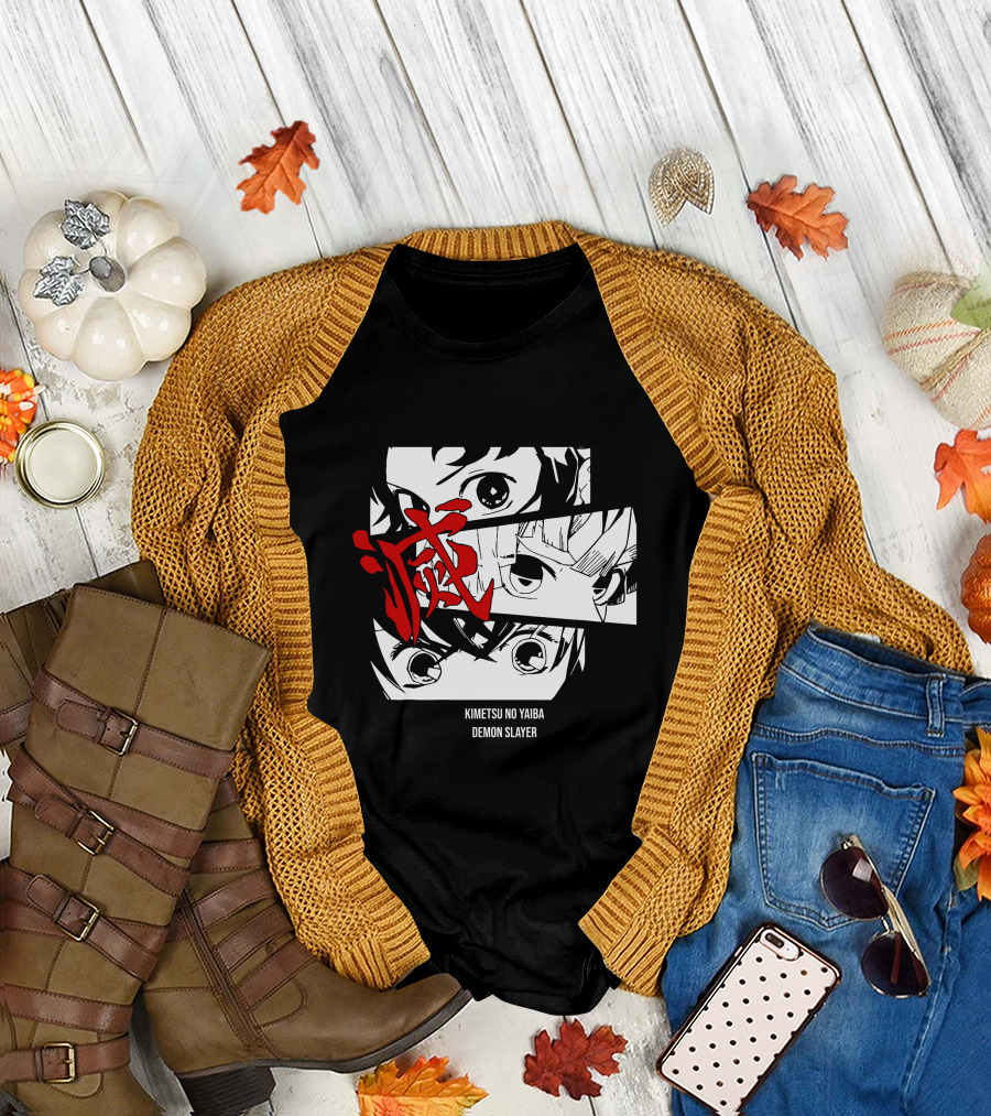 Kimetsu No Yaiba Demon Slayer Manga Panel Art Eyes T-Shirt