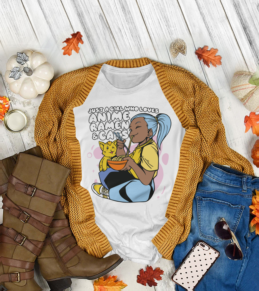 Just A Girl Who Loves Anime Ramen and Cats T-Shirt
