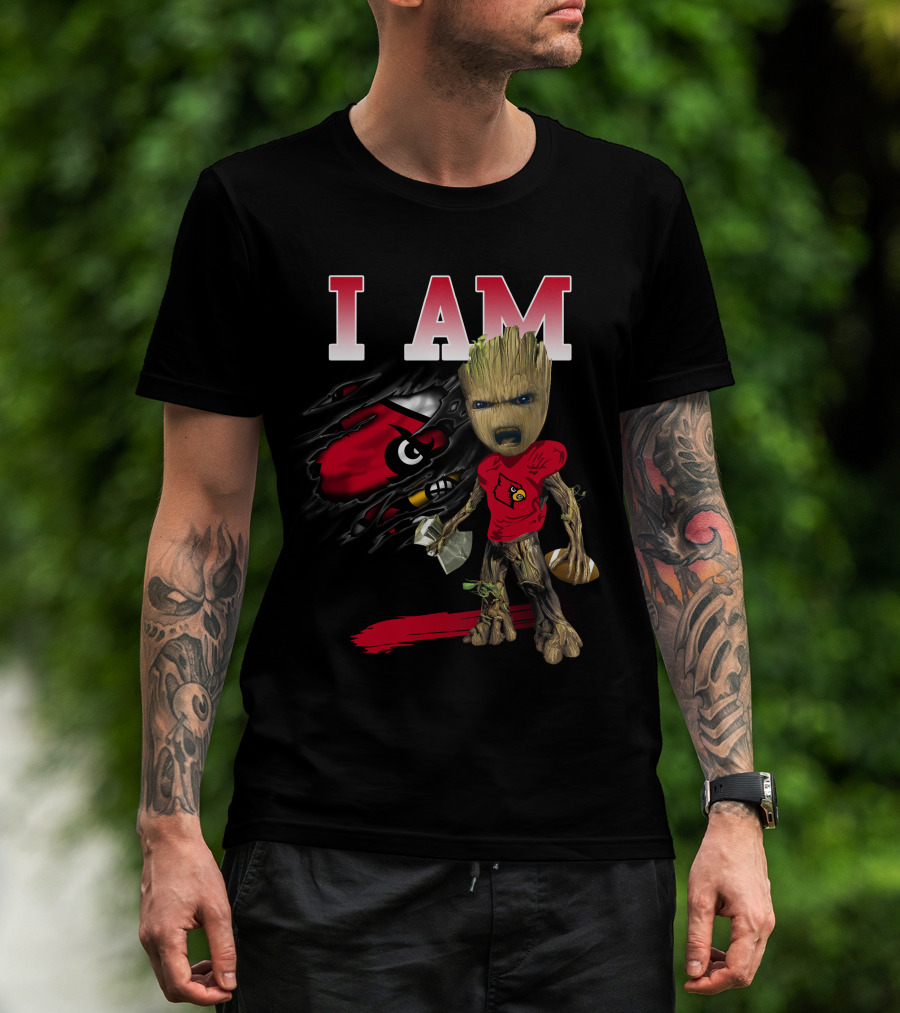 I Am Groot Louisville Cardinals Football Fan T-Shirt