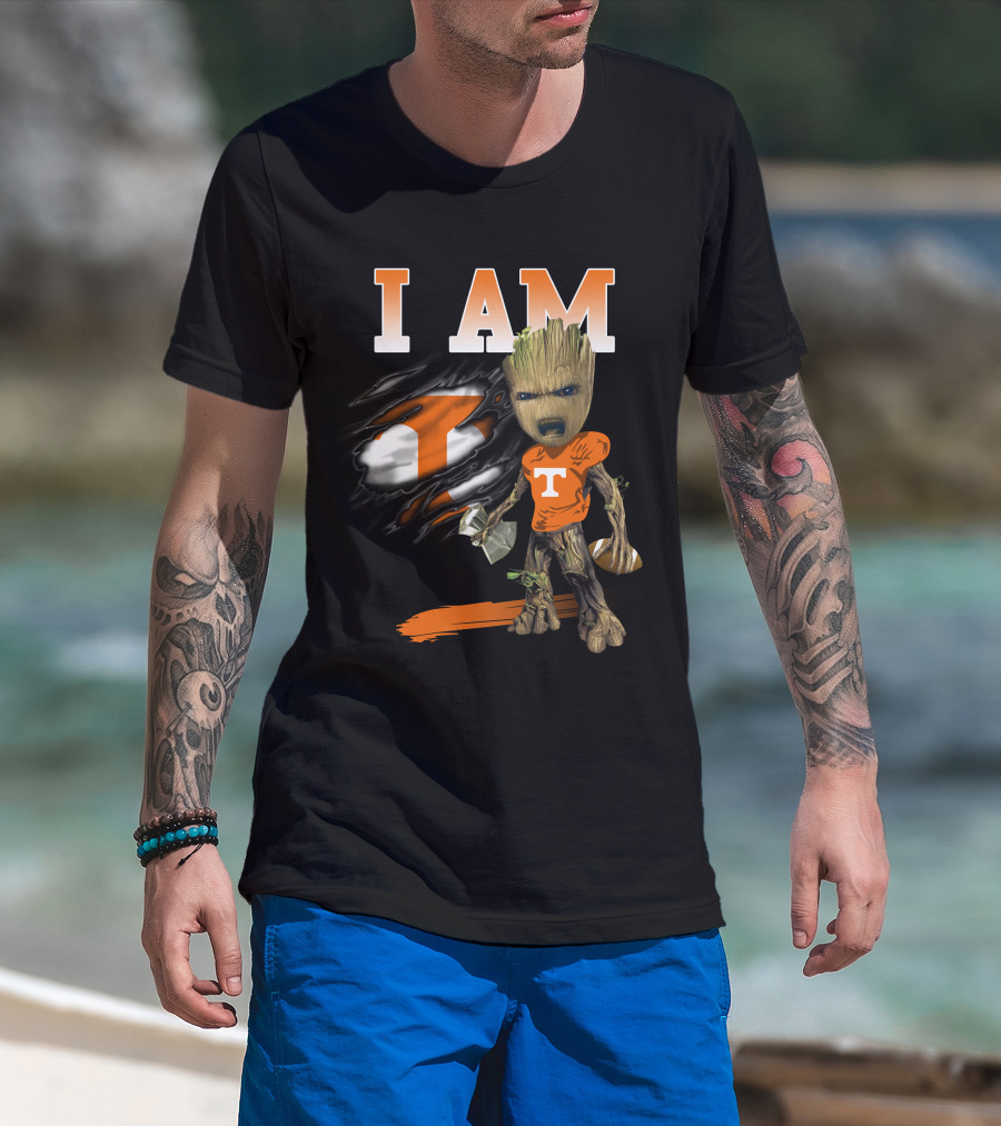 I Am Groot Tennessee Volunteers Fan Iconic Football Fusion T-Shirt
