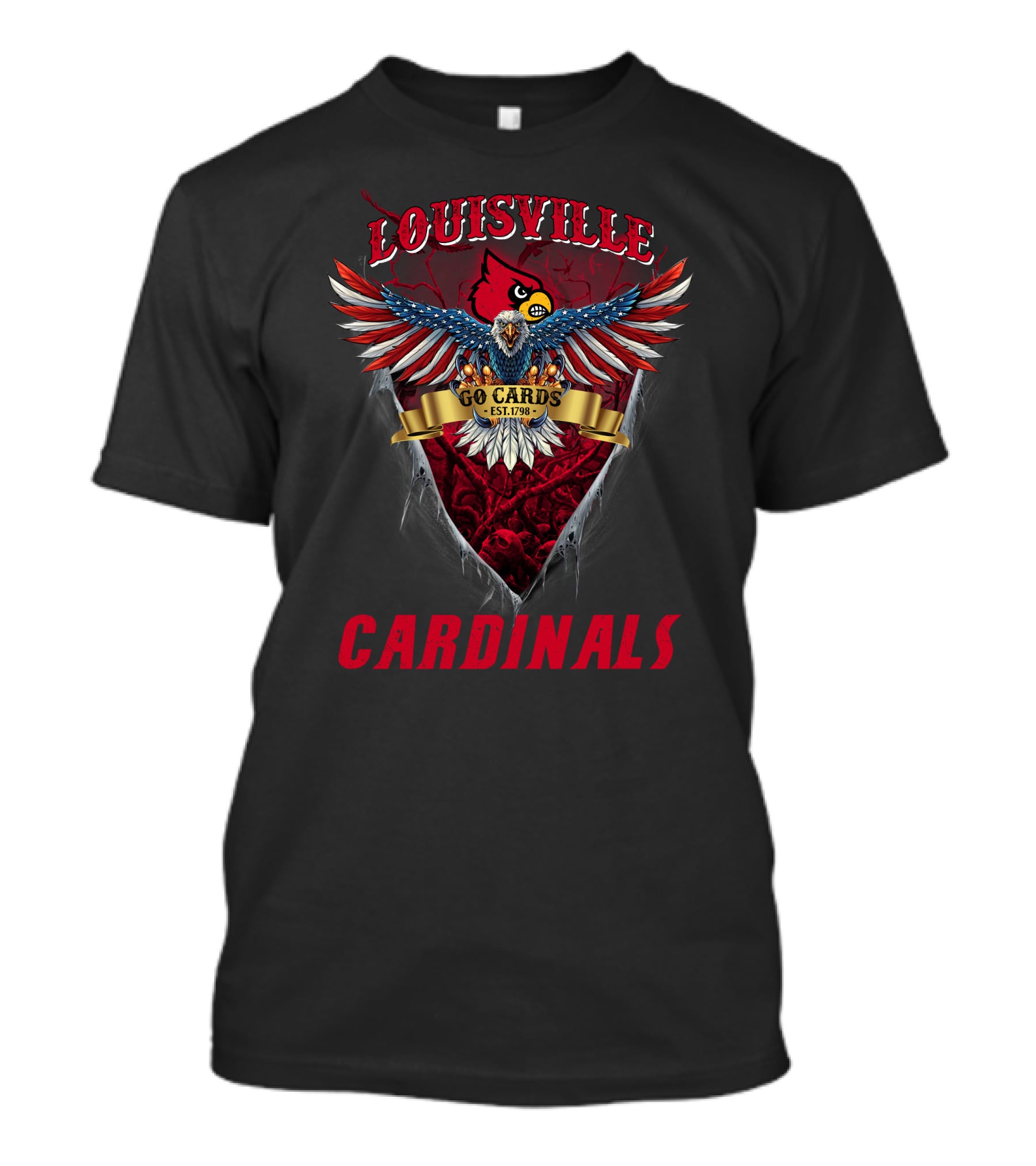 Louisville Cardinals Us Eagle Go Cards Est. 1798 T-Shirt