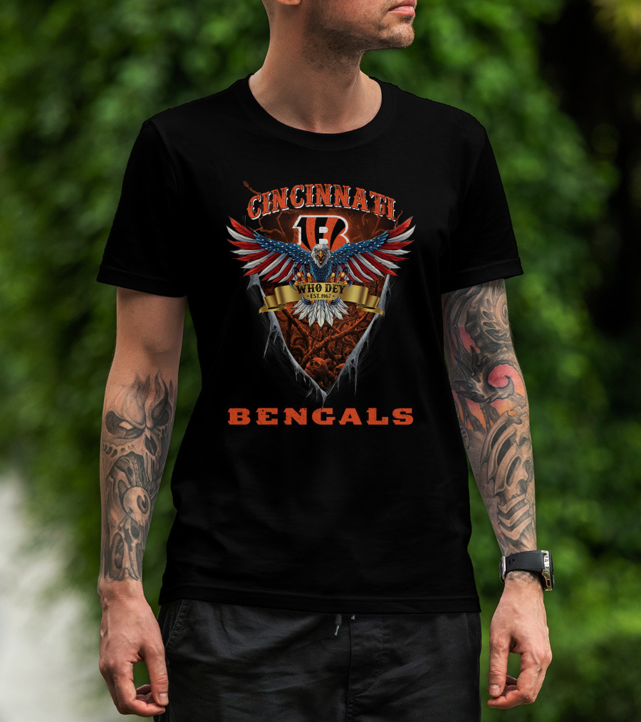 Cincinnati Bengals Nfl Us Eagle Who Dey Est. 1967 T-Shirt