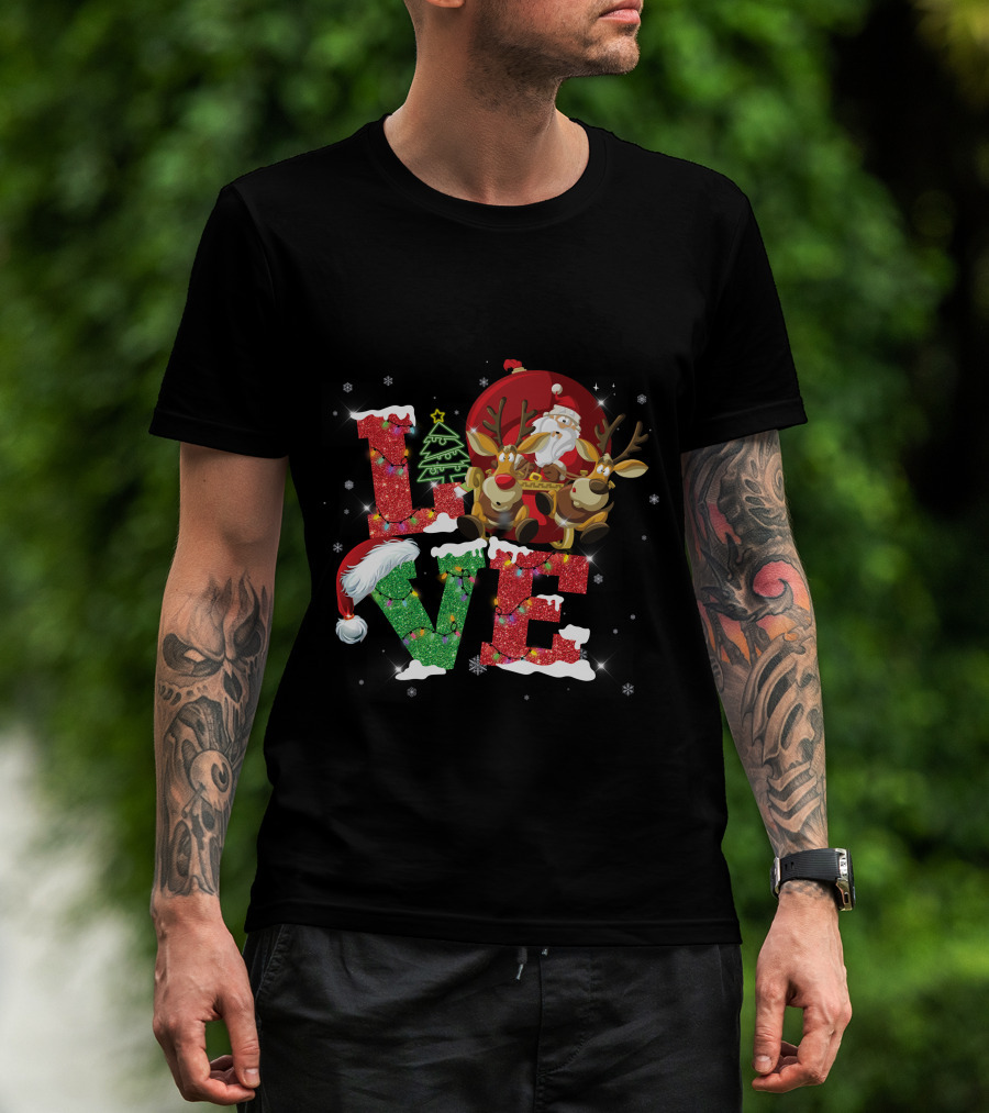I Love Merry Christmas Santa Reindeer Baby Holiday T-Shirt