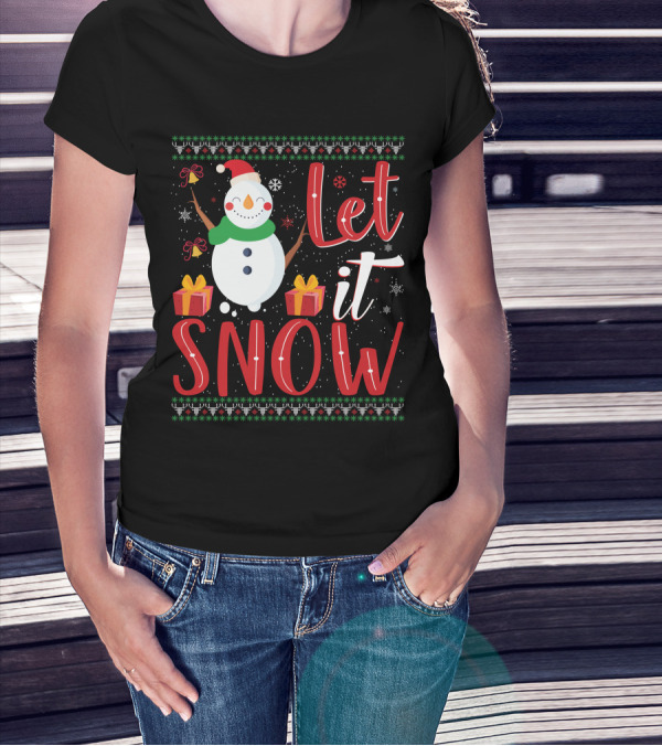 Let It Snow Snowman Christmas Presents Holiday T-Shirt