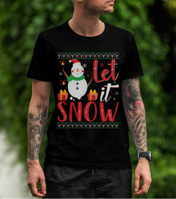 Let It Snow Snowman Christmas Presents Holiday T-Shirt