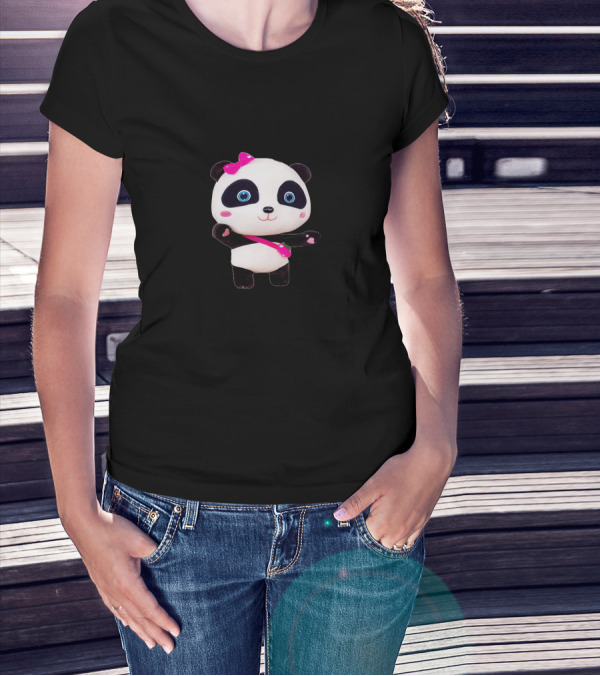 Gautruc2 Panda Plush Pink Bow T-Shirt