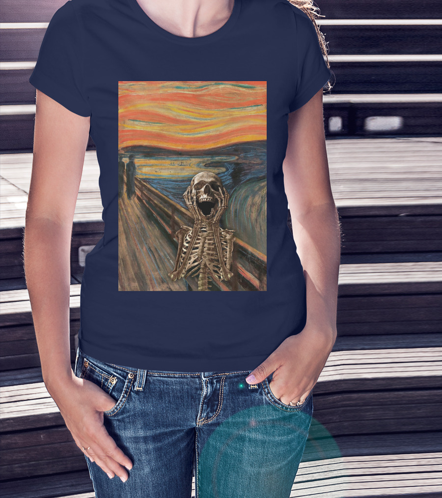 The Scream Skeleton In Edvard Munch T-Shirt