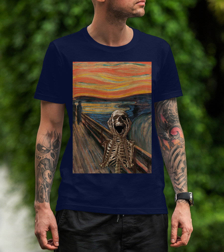 The Scream Skeleton In Edvard Munch T-Shirt