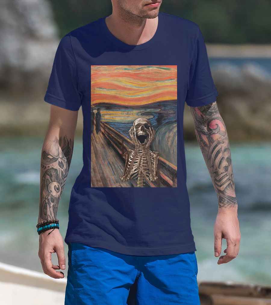 The Scream Skeleton In Edvard Munch T-Shirt