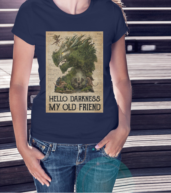 Dragon Hello Darkness My Old Friend Dictionary Page T-Shirt