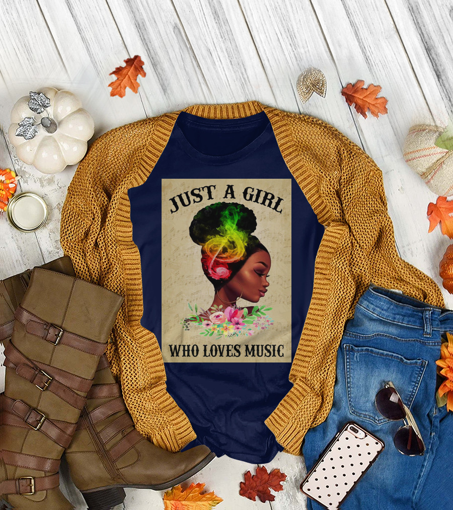 Just a Girl with Colorful Musical Hair Who Loves Music T-Shirt