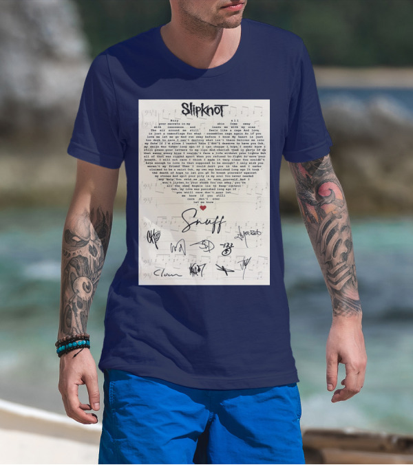Slipknot Snuff Lyrics With Band Member Signatures T-Shirt