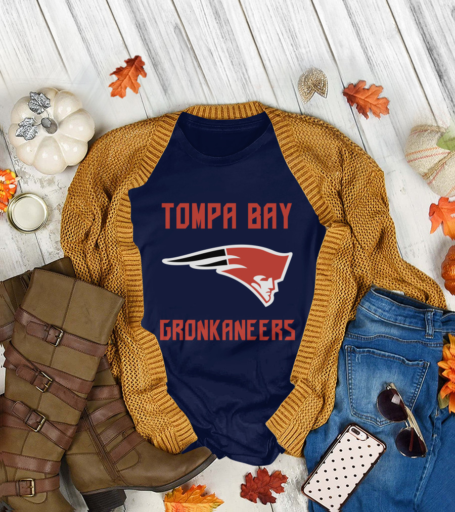 Tompa Bay Gronkaneers New England Patriots Logo Combination T-Shirt