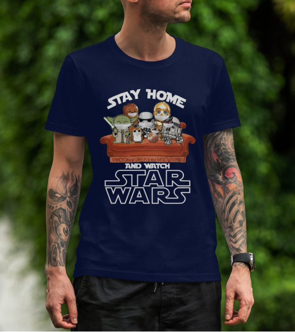 Stay Home And Watch Star Wars Characters On Couch T-Shirt